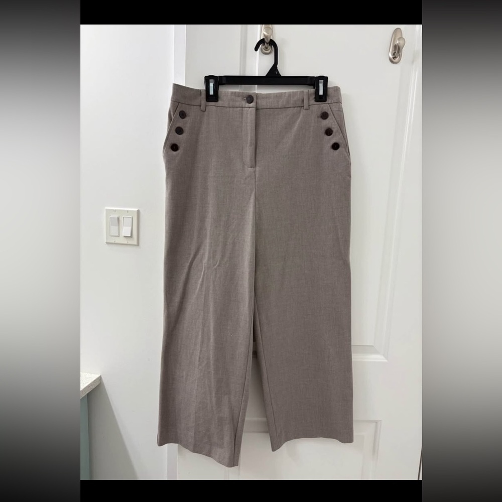 Rachel Zoe Taupe High-Waisted Cropped Trousers